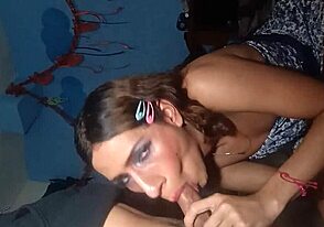 Crossdressing beauty in tight outfit, teasing and more