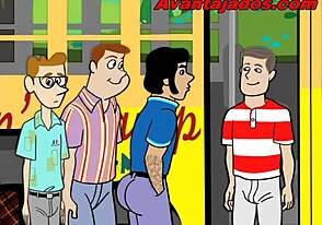 Gay boys fucking in a hot group sex cartoon