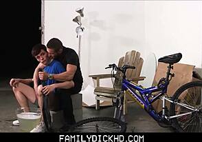 Twink and stepdad's steamy bike fix
