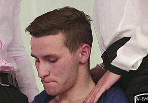 Colleague fucked bisexual guy in his office by the camera