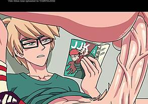 Nerd bangs tight ass of muscular jock in the library