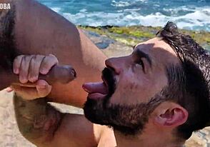 i’m obsessed with huge african blowjob action on the beach